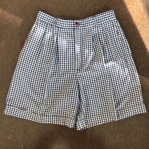 Navy Gingham Midi Shorts